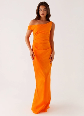 Quilted-Texture Ignite Maxi Dress - Orange