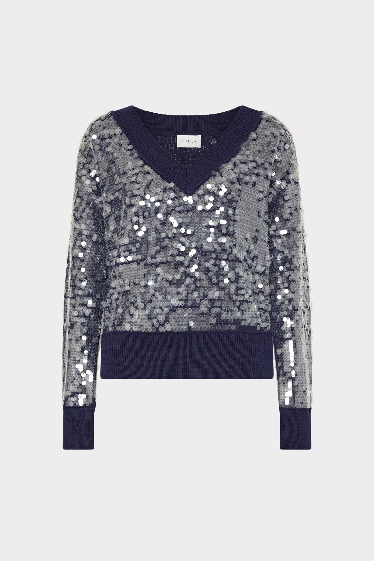 Ilaria Sequin V-Neck Sweater Tension Balanced Design VentilatedMesh