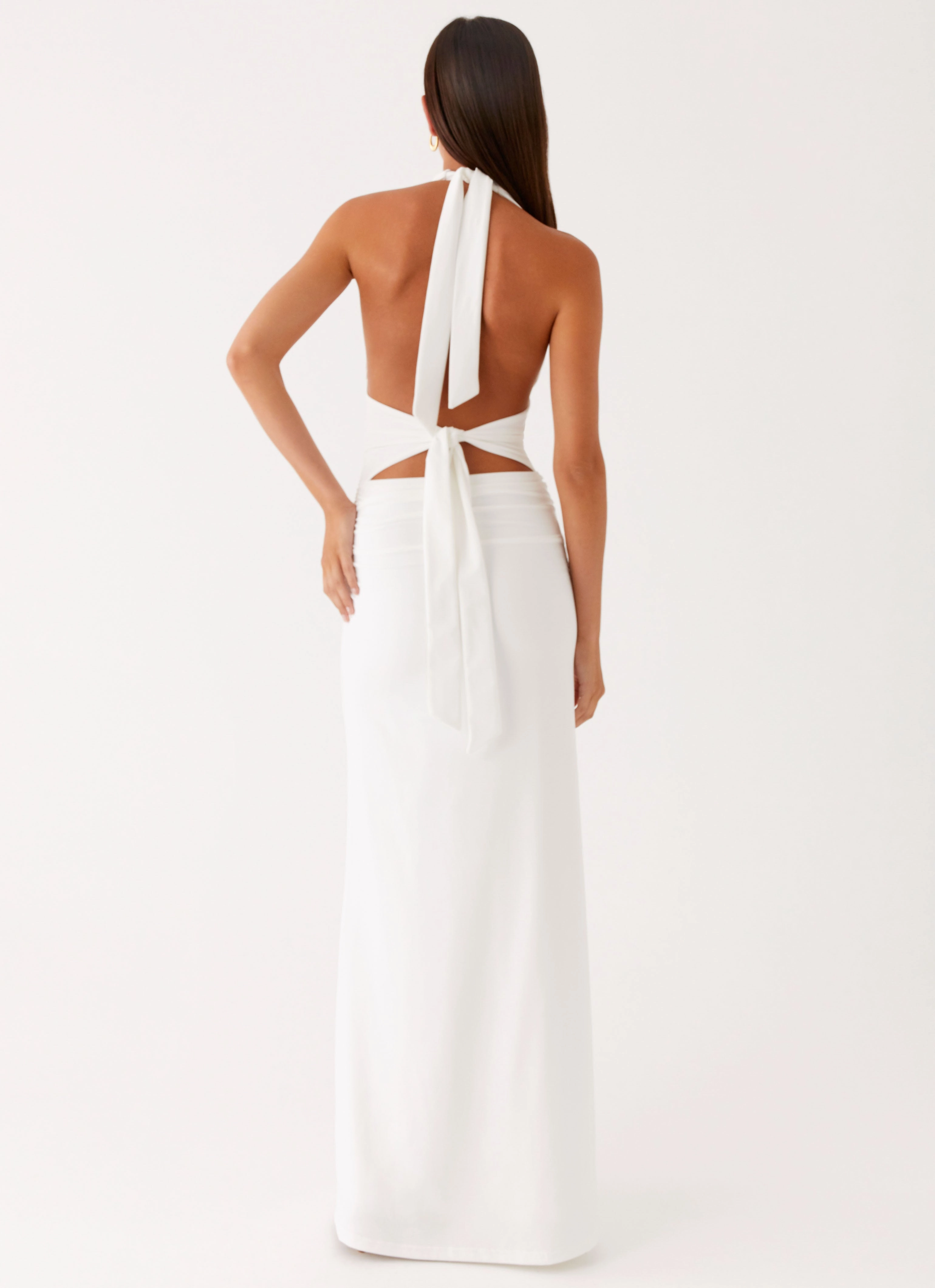 Ilaria Halter Maxi Dress - White Trendy Wearable