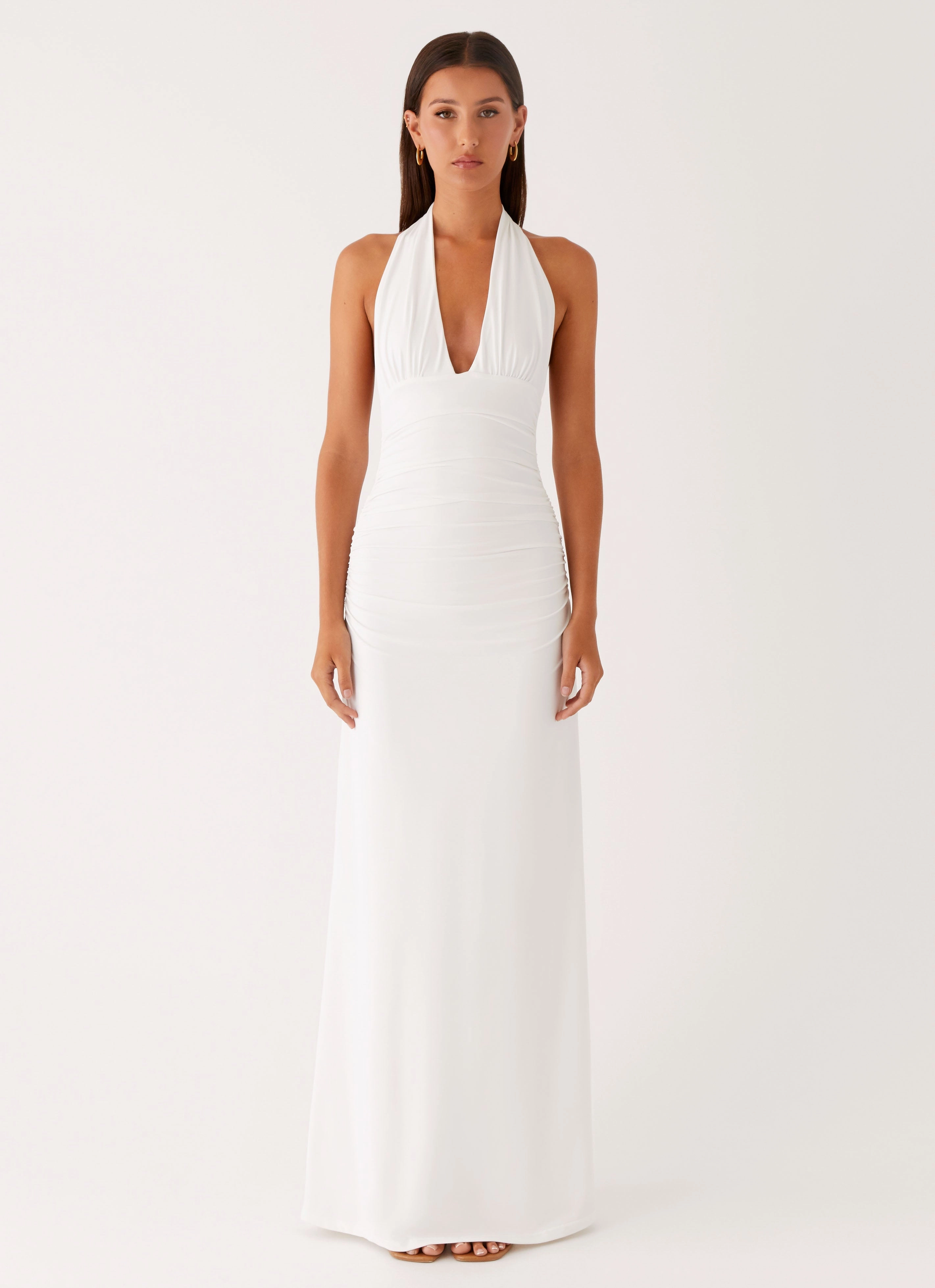 Ilaria Halter Maxi Dress - White Travel piece