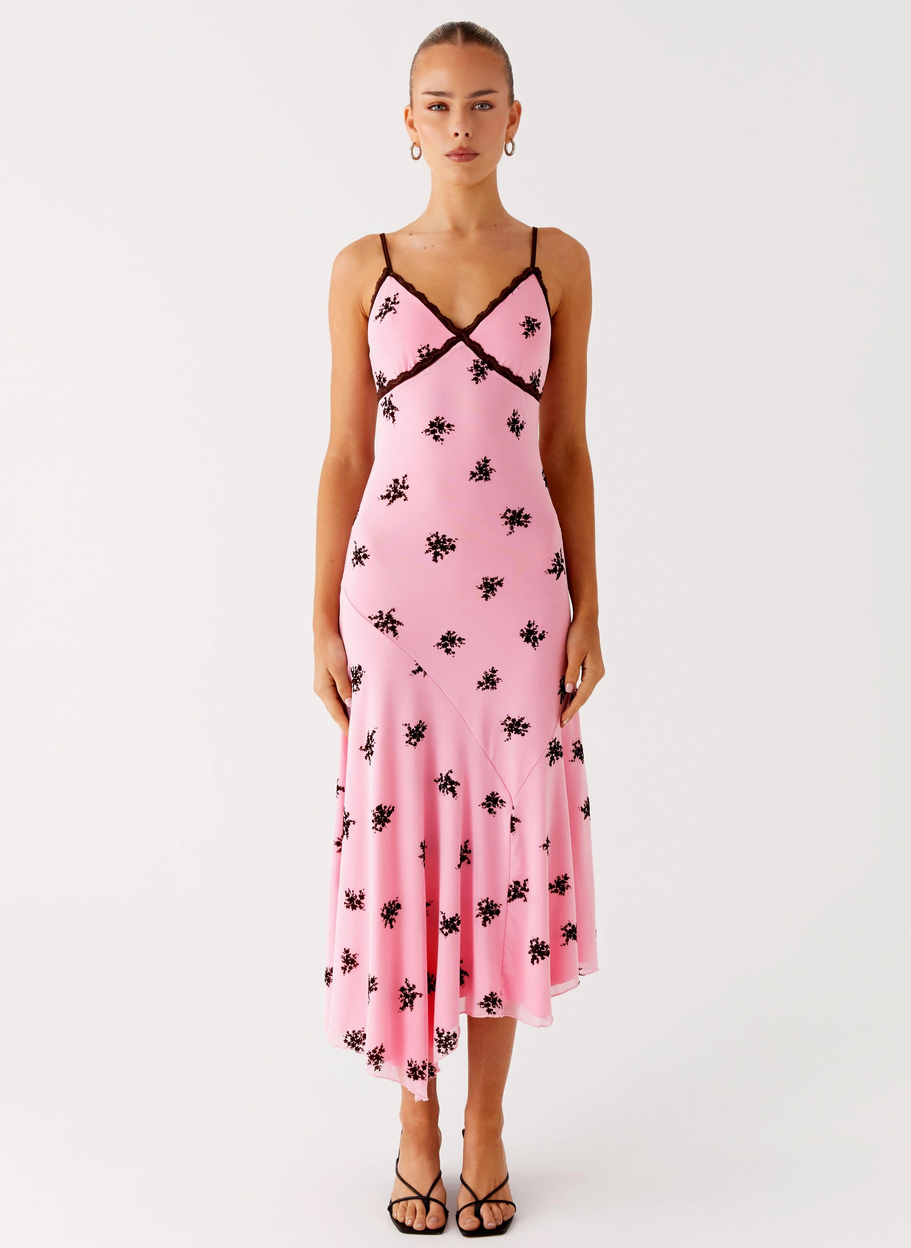 Wool-Blend Stream Cut Amelia Midi Dress - Pink