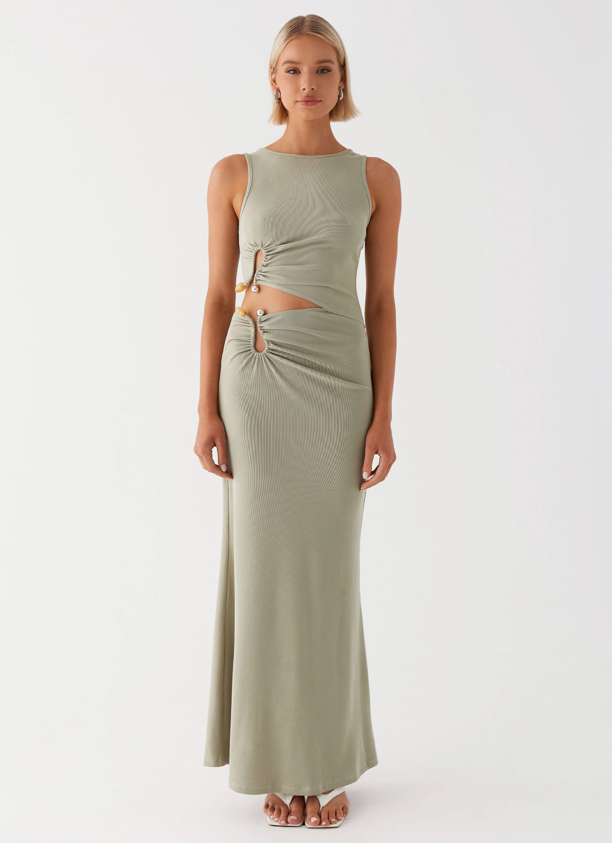 Lennox Maxi Dress - Sage Comfortable Waist Design Fit Jewel-Tone