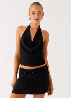 BreathableMoistureBarrier NonChafingTrim Amalia Cowl Top - Black