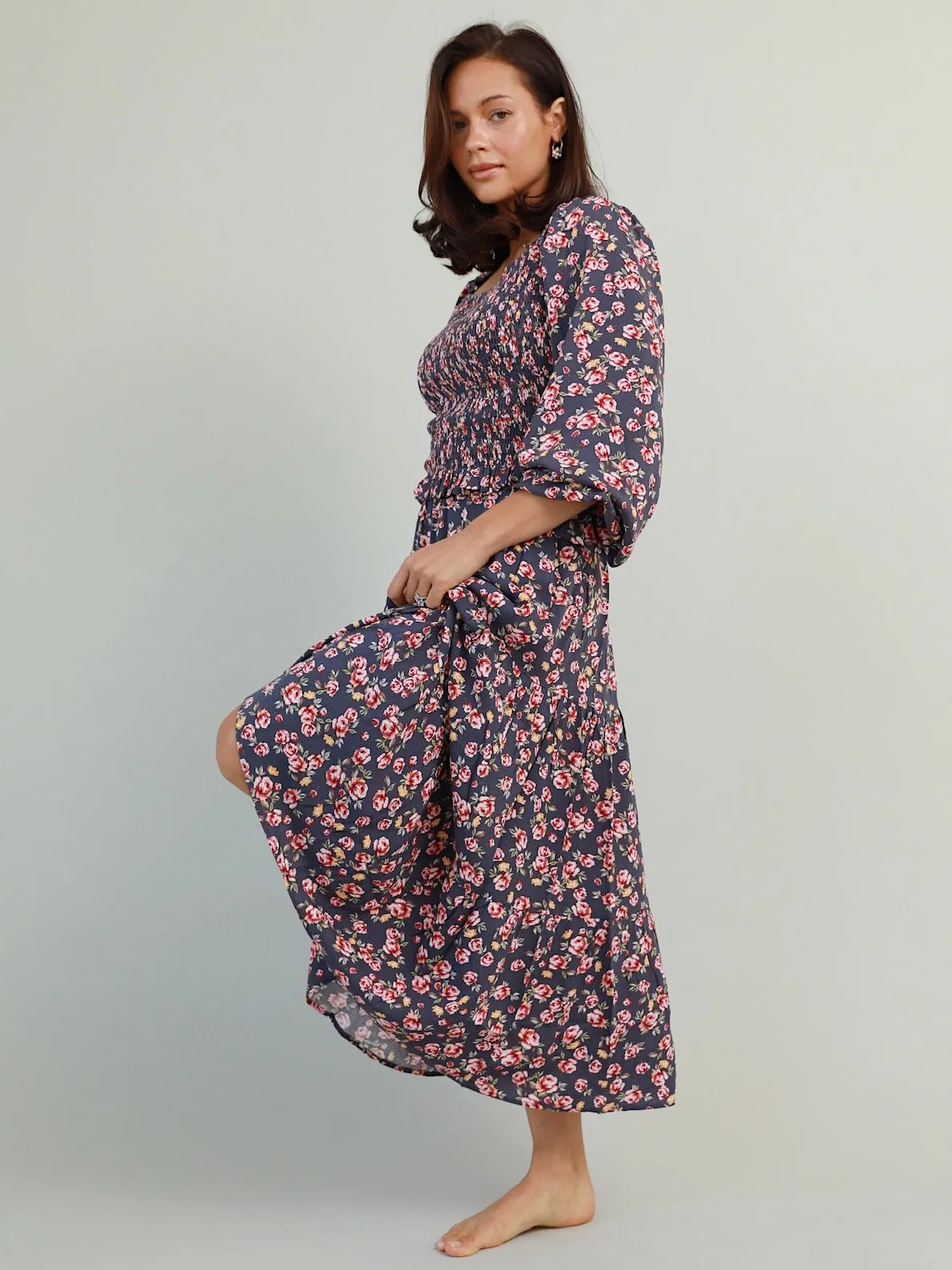 Midweight Four Way Stretch In Bloom Blouse