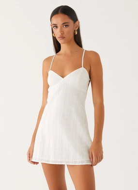 Inara Mini Dress - Ivory Hygienic Coating Wrap style