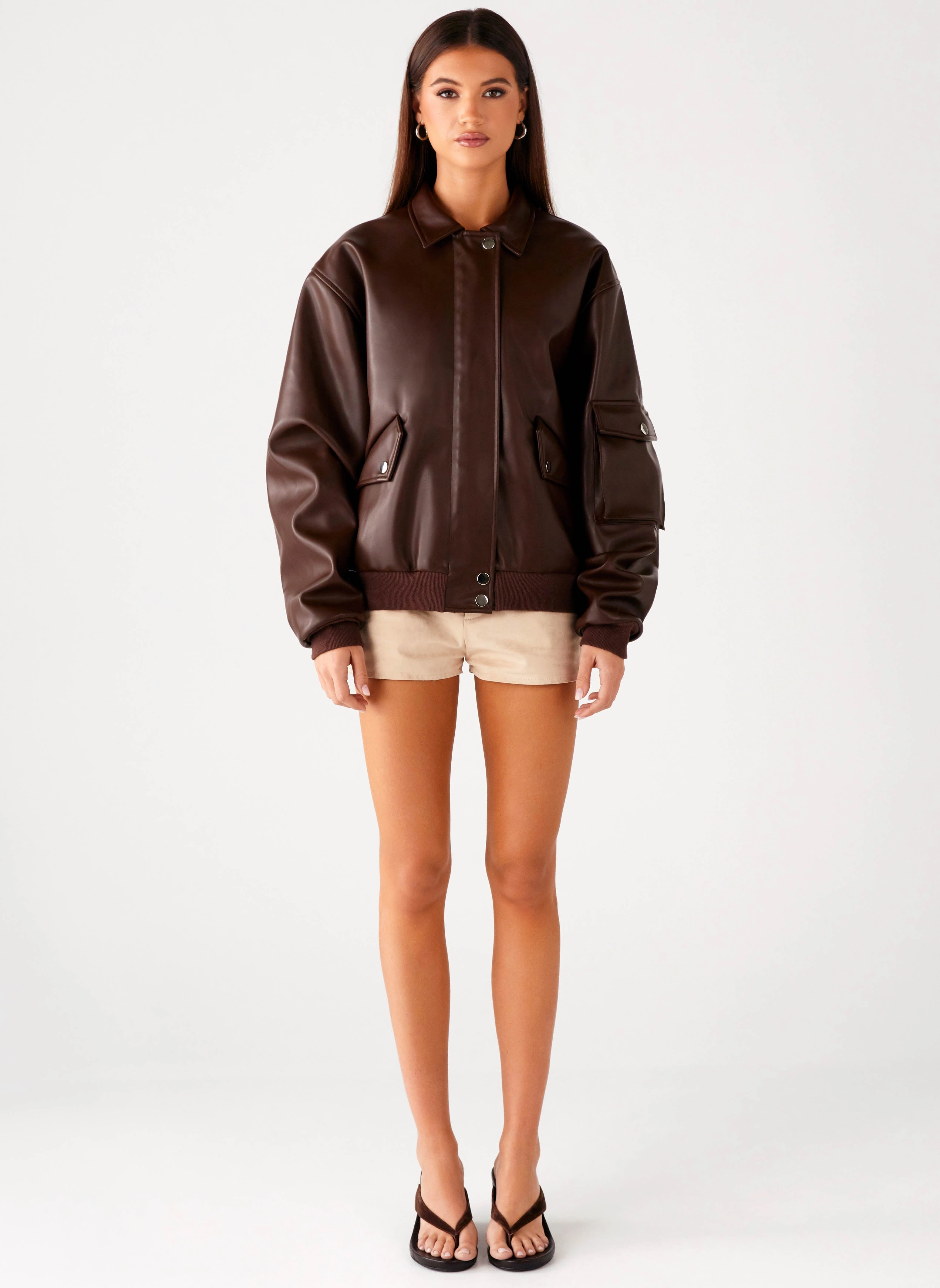 Fashion Shield Attraction Indara Bomber Jacket - Chocolate