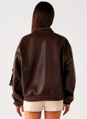 Indara Bomber Jacket - Chocolate Smooth Feel Handmade