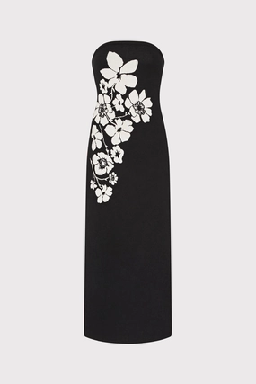 Placed Floral Strapless Knit Midi Dress Plus Fit