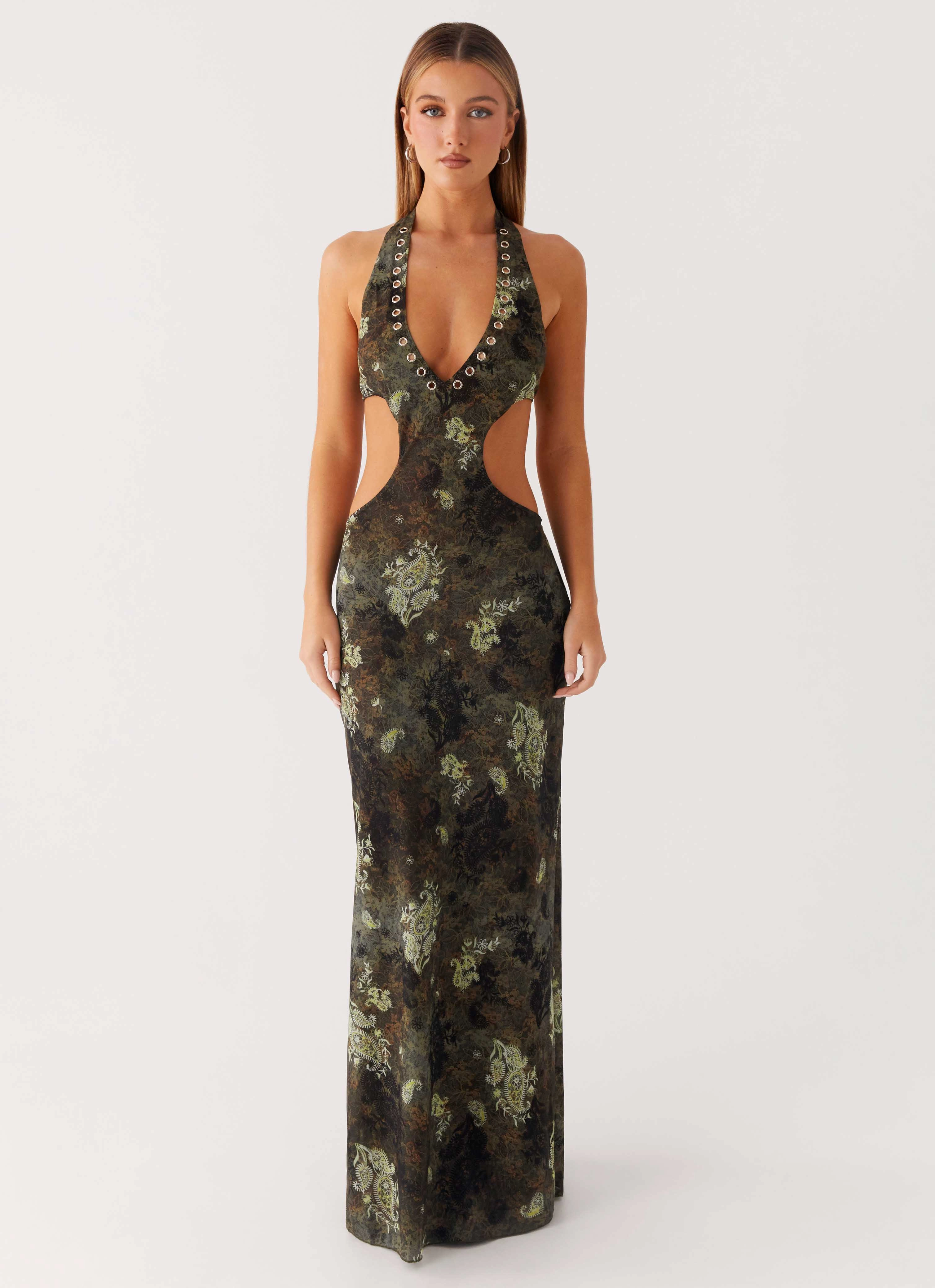 Elegant Waist Fit Casual and Smart Indra Maxi Dress - Cyber Floral