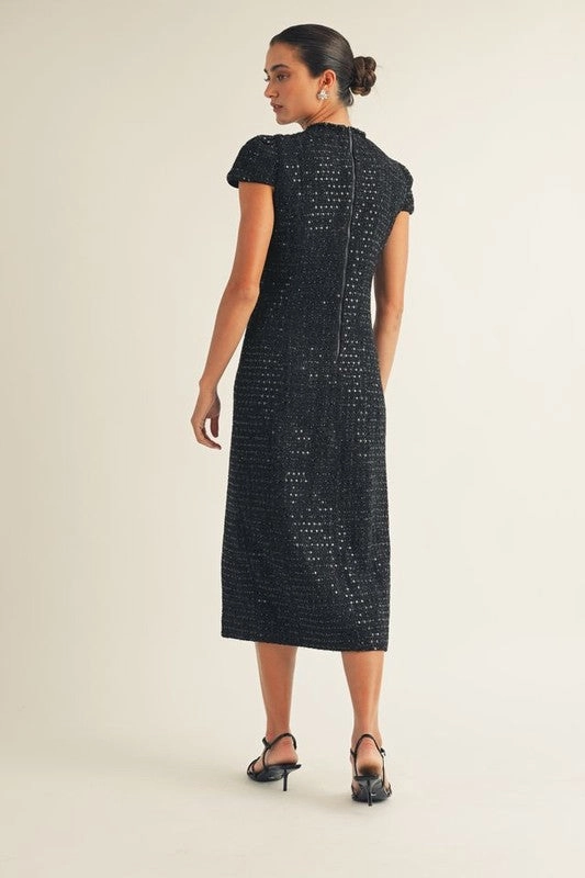 Ines Tweed Dress Geometric-pattern Fitted Base