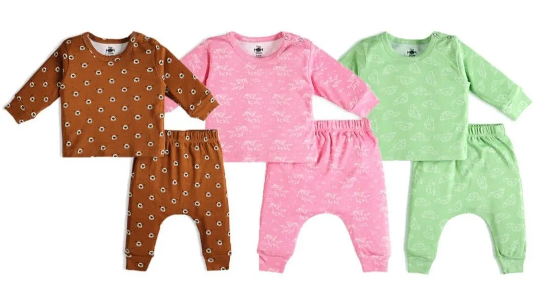 Infant Pajama Set Combo of 3: Vroom Vroom-Fairyland-Beary Best