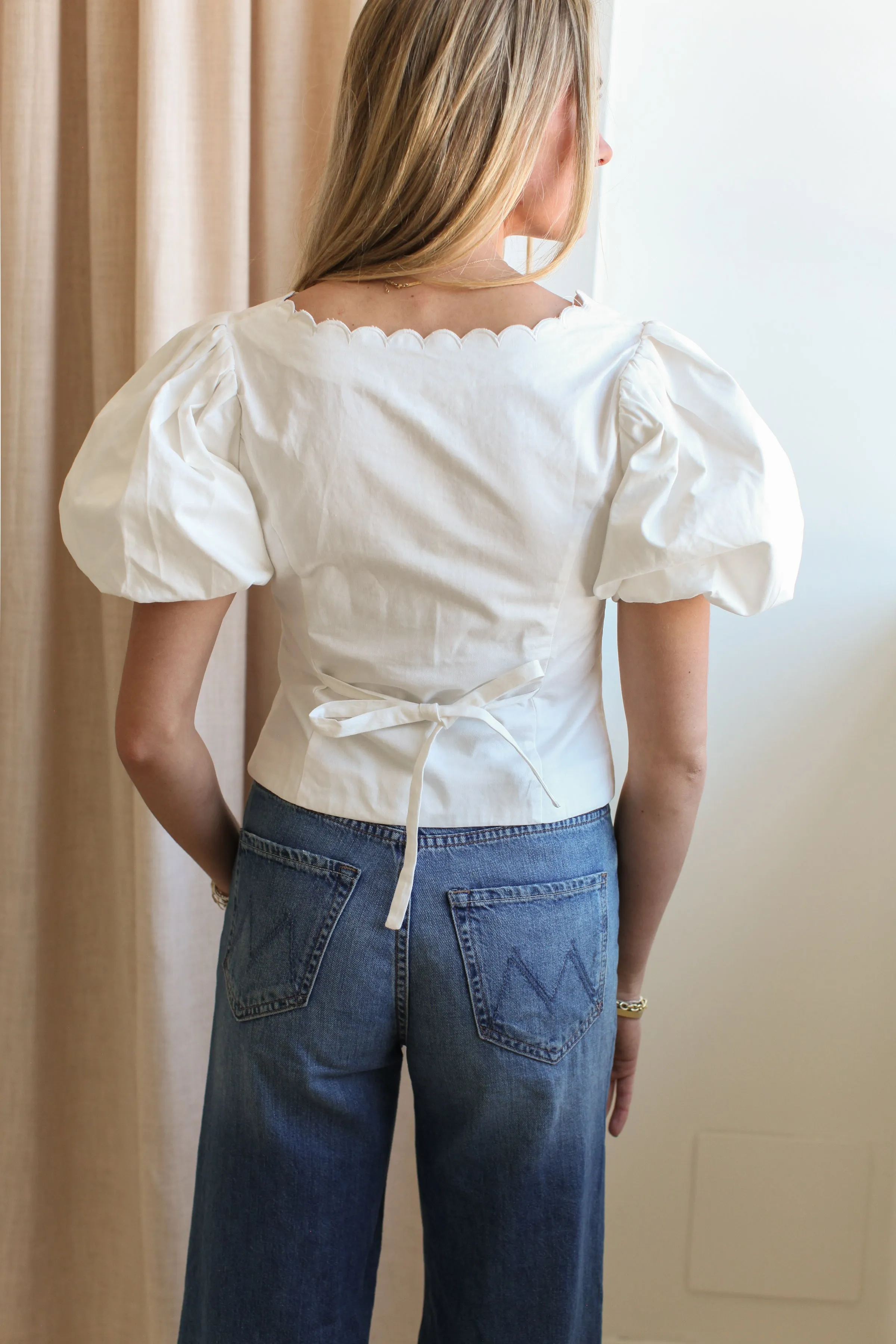 Melissa Scallop Blouse FadeResistant Dye Ergonomic Pattern Design