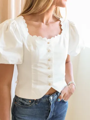 Melissa Scallop Blouse Noise Reducing Fabric Treatment SeamlessDesign