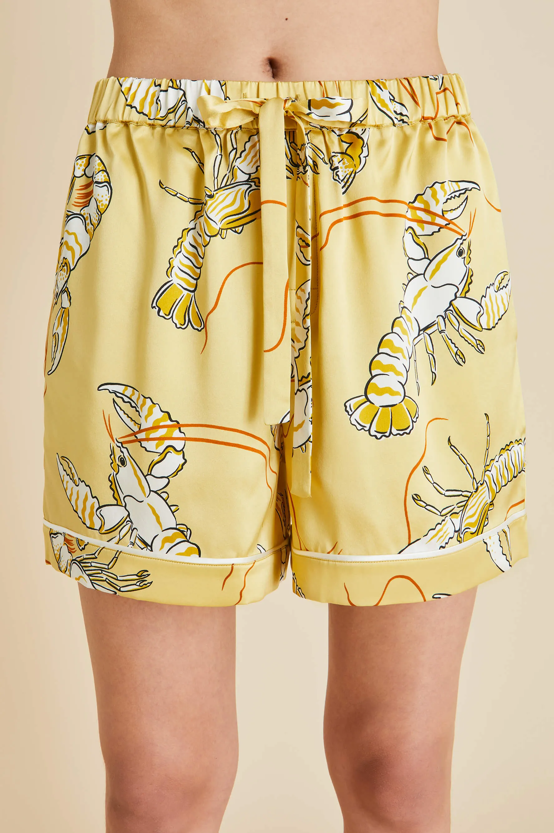 Ingo Perseus Yellow Lobster Pajamas in Silk Satin