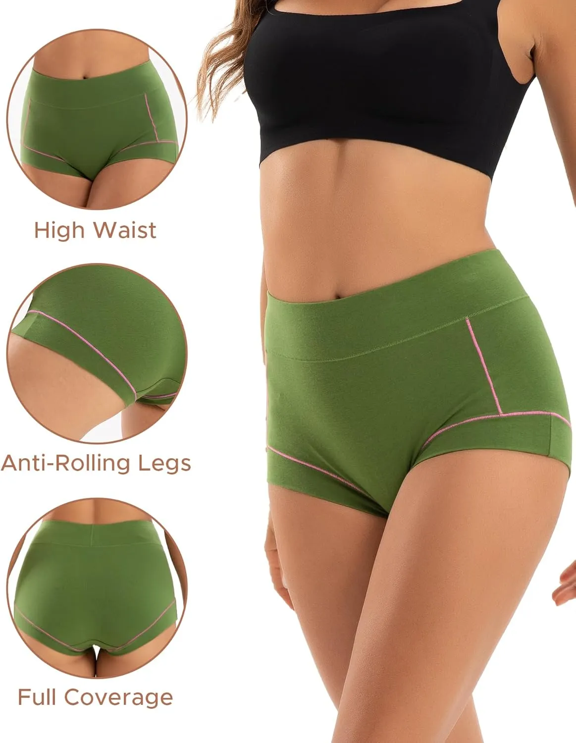 INNERSY Women's Cotton Boyshorts Underwear Soft Moisture Wicking Boxer Briefs 4-Pack