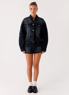 Display Tropics Denim Jacket - Washed Dark Blue