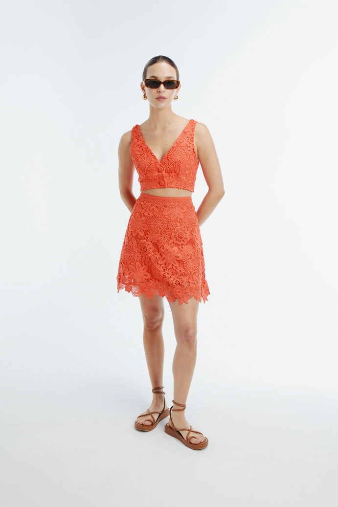 Feminine Cut Chilly Day Ready IONA MINI SKIRT FLAME