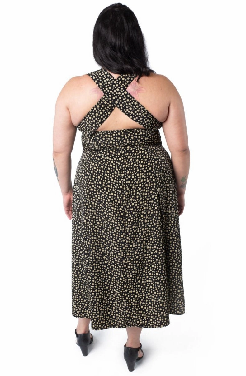 Iris Dress in Black and Creme Dot Cozy Energy