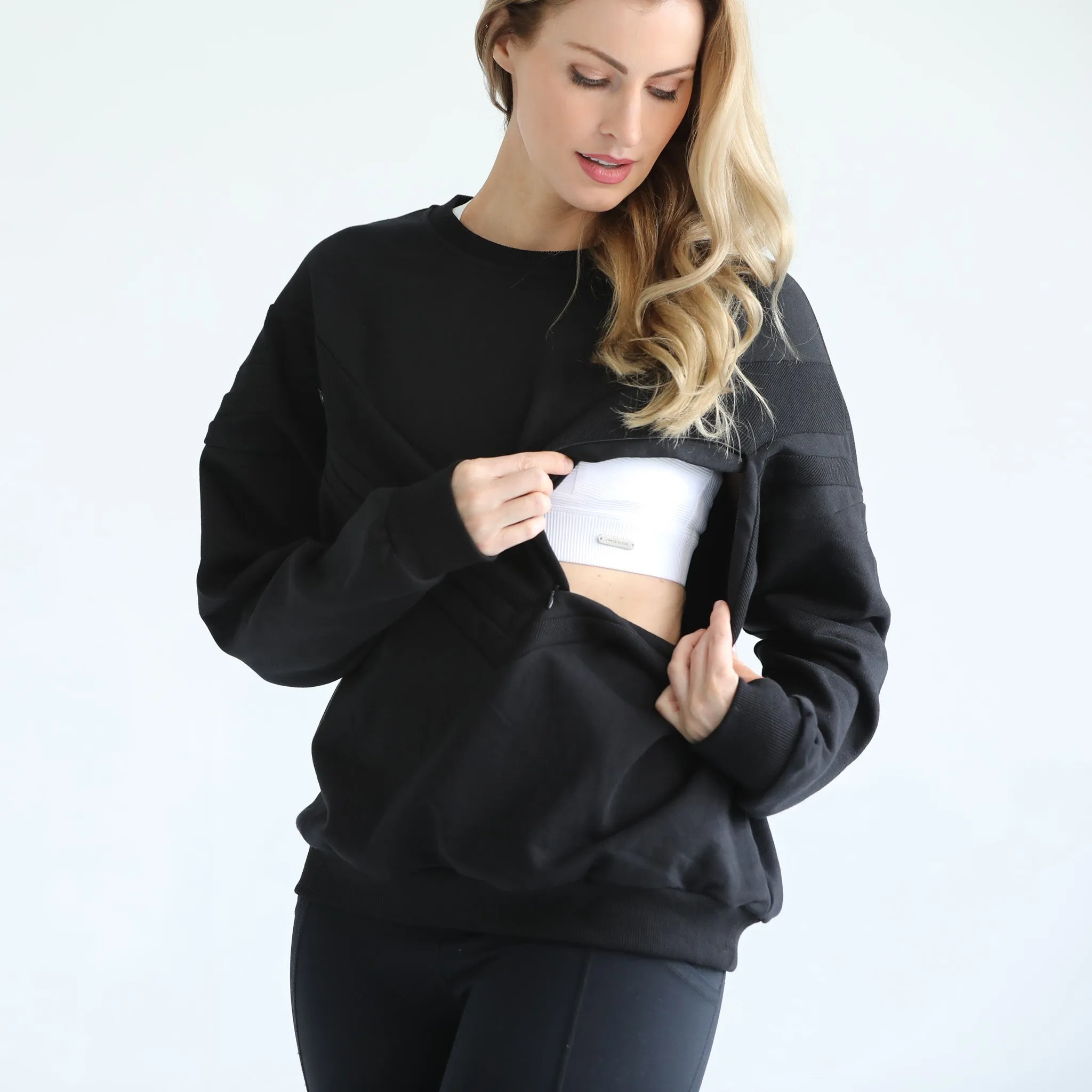 Isabella Oversized Nursing & Pregnancy Sweatshirt (Noir)