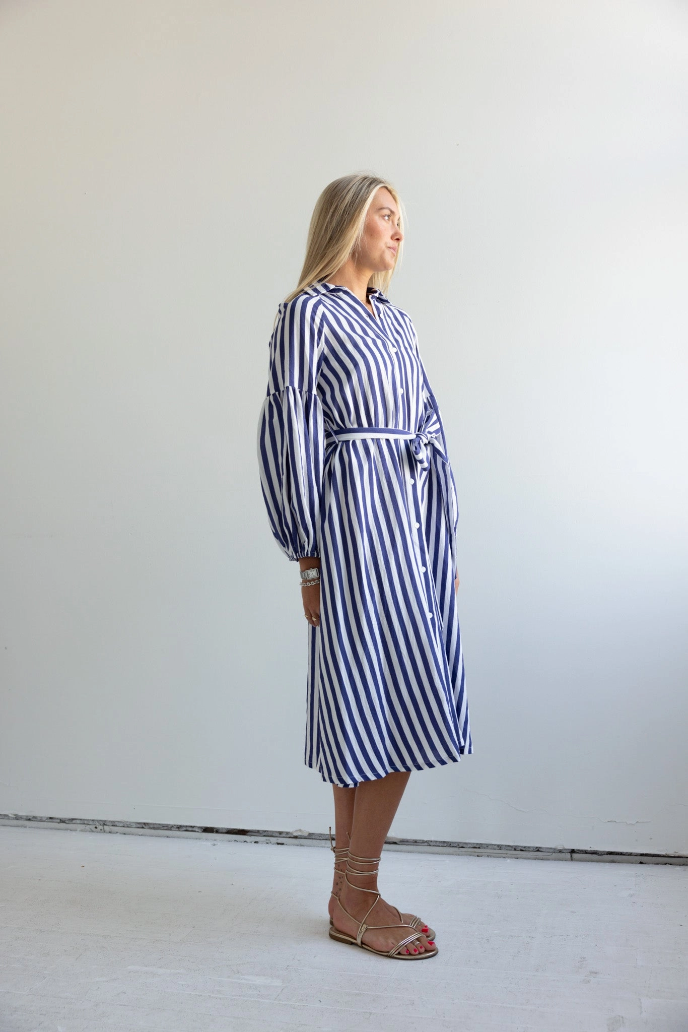 Pocket-Detail Ischia Navy Stripe Dress