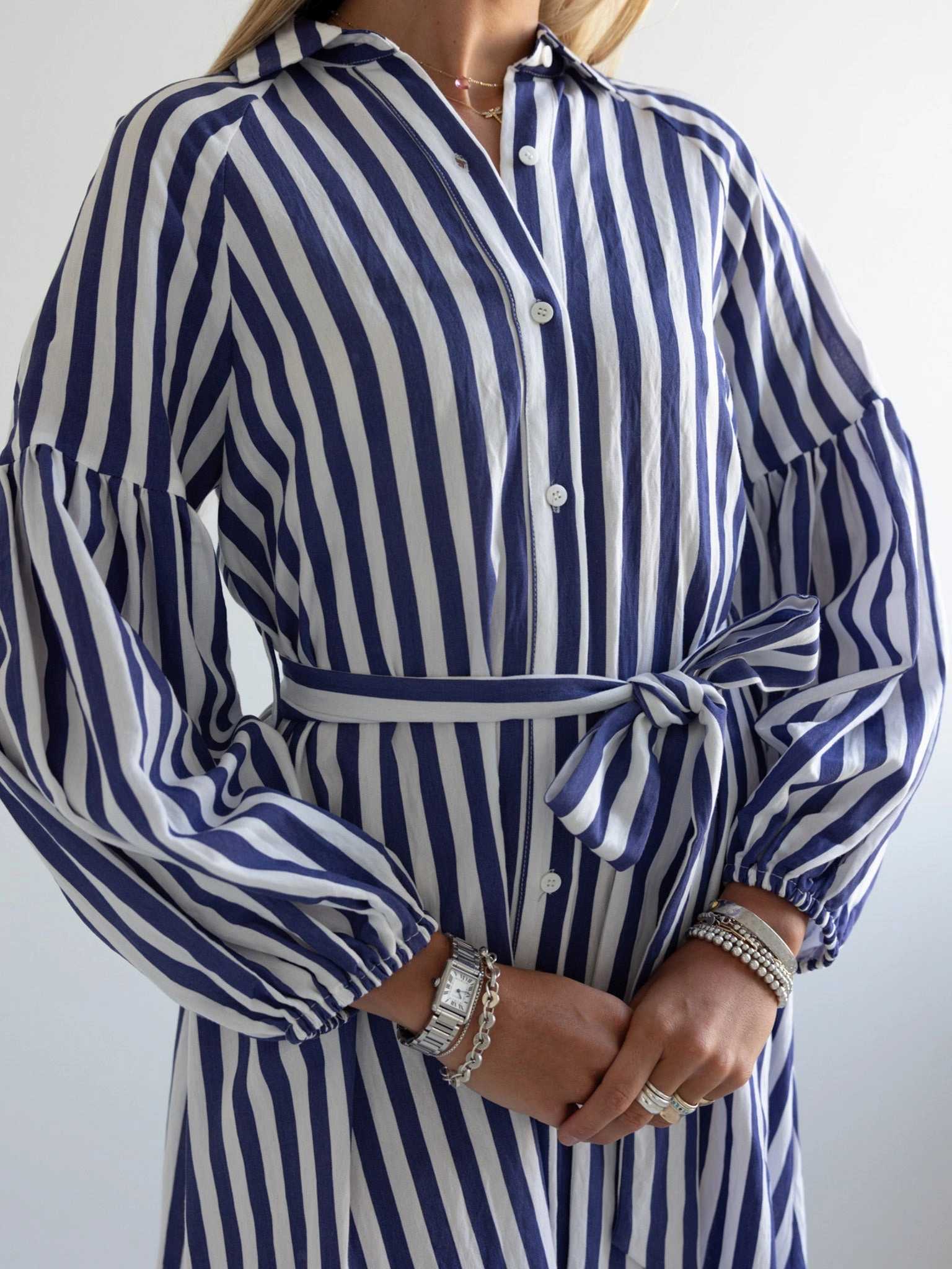 Chic and Cozy Pure Vibes Ischia Navy Stripe Dress