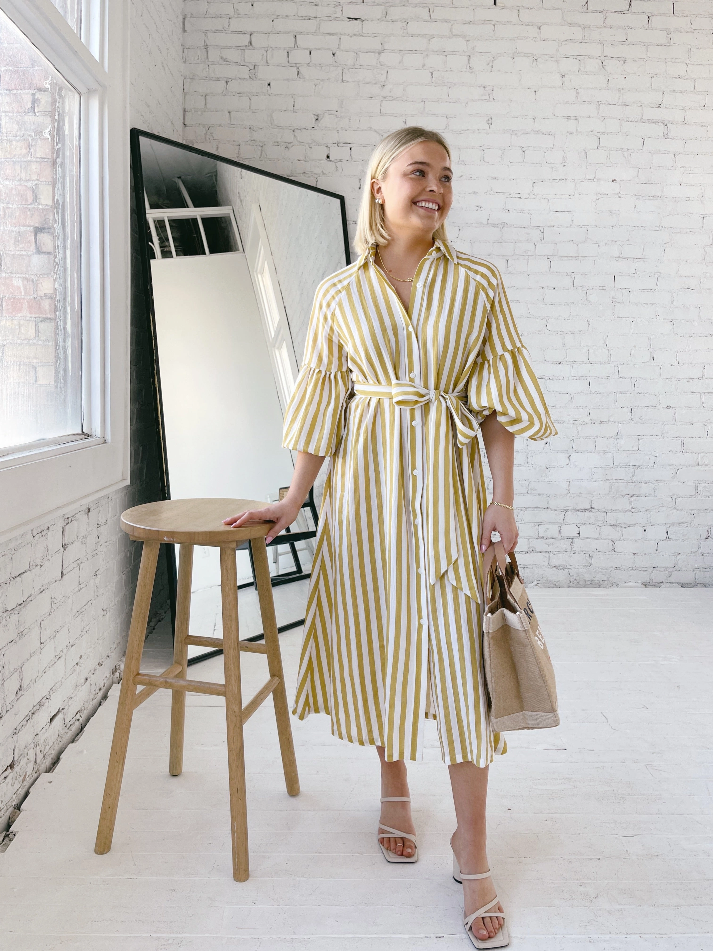 Slim Silhouette Standout Feature Ischia Yellow Stripe Dress