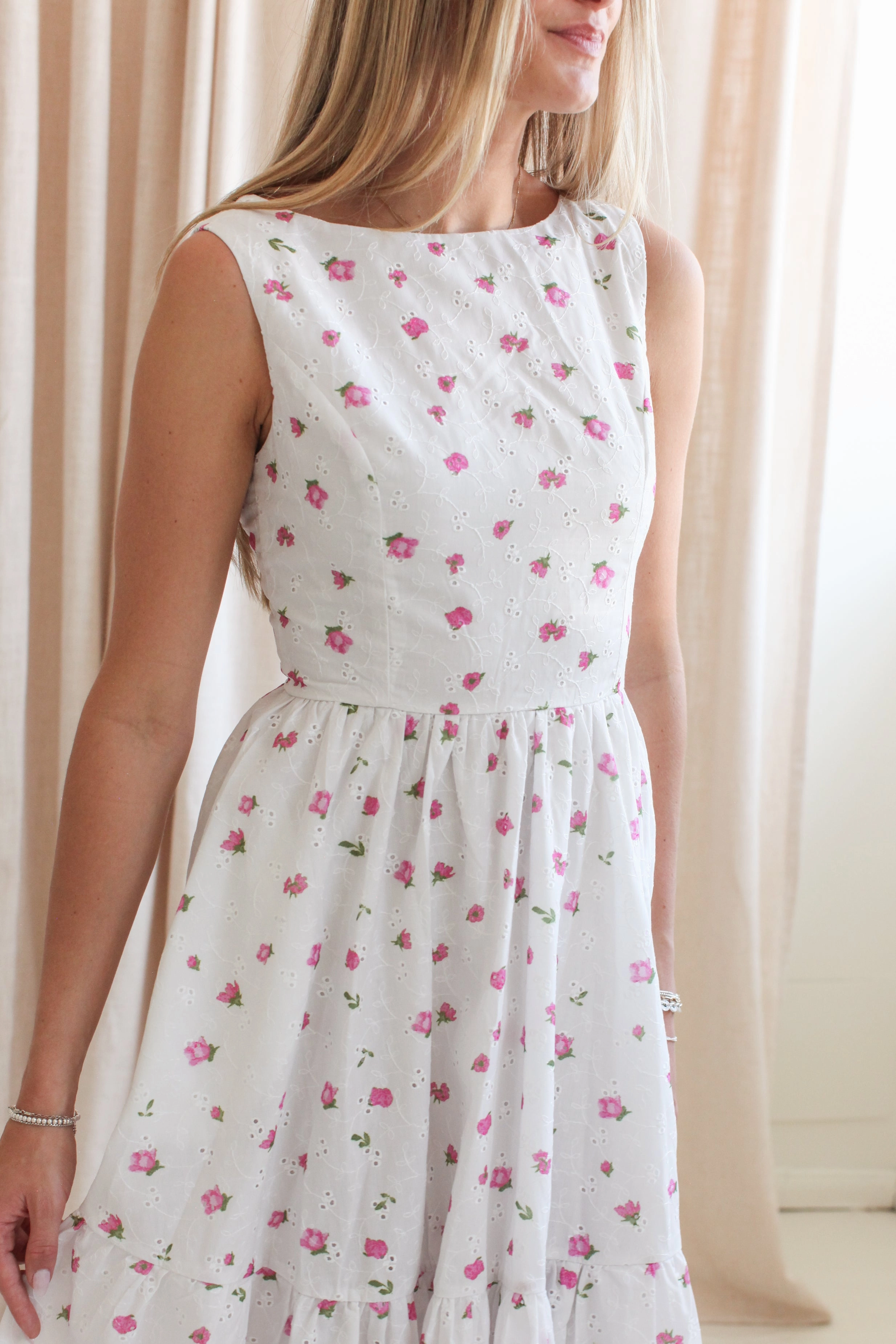 Isla Eyelet Midi Dress Soft cotton blend dress Fashion Forward
