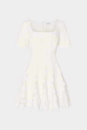 Playful and flirty dress Joy Lace Combo Mini Godet Dress
