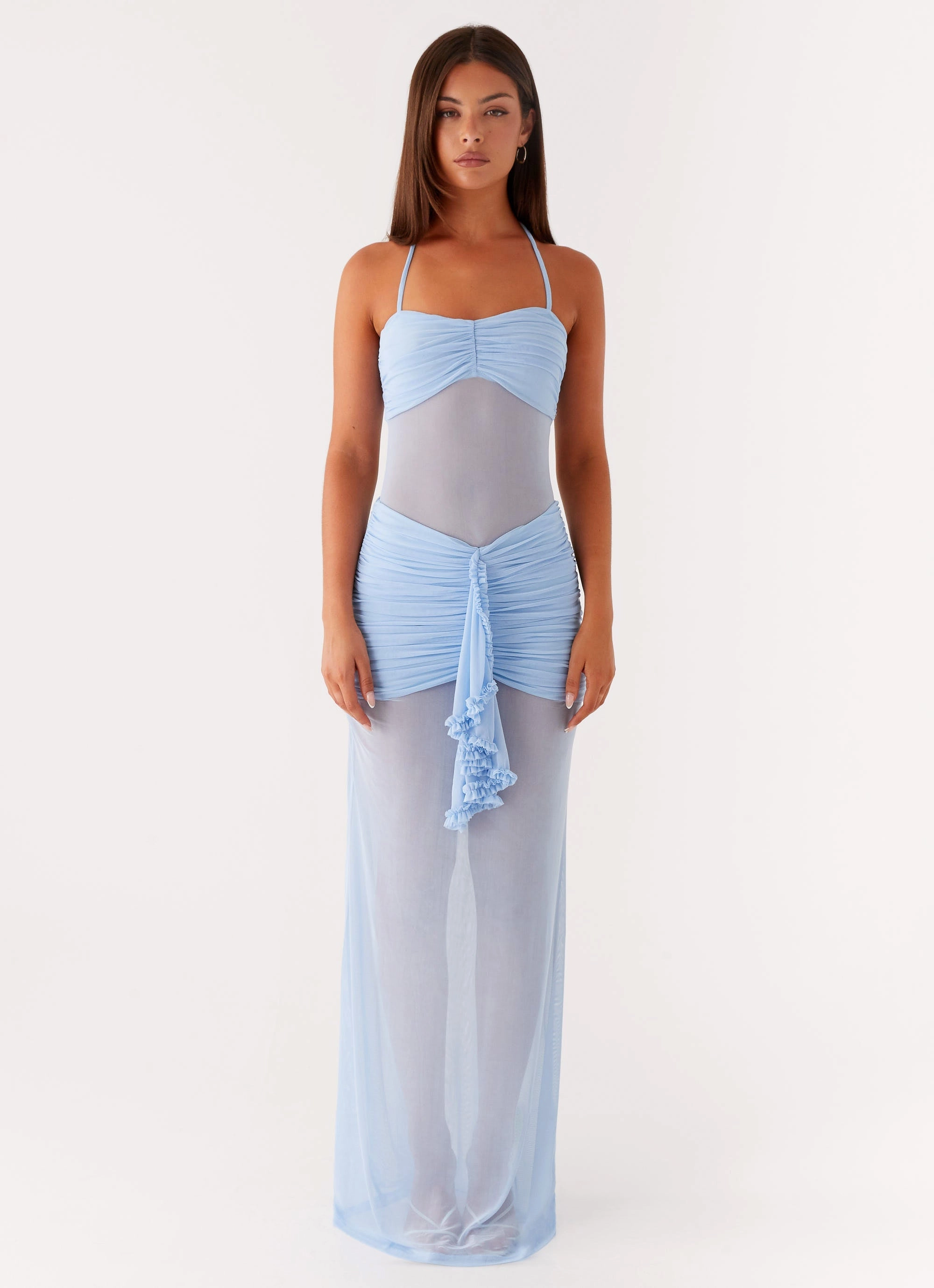 Polished Style Lily Halter Maxi Dress - Blue