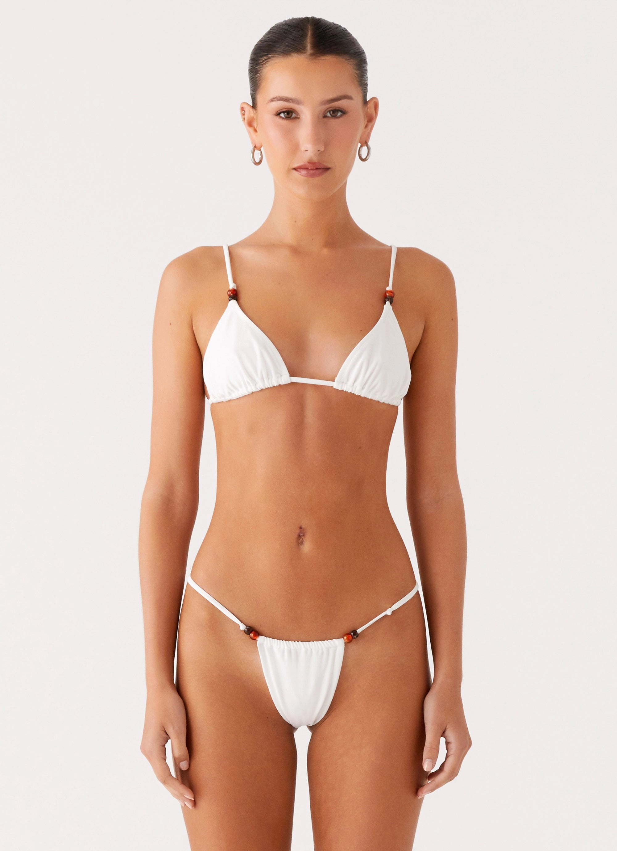 Ivanka Bikini Bottoms - White Poolside Vibes Fade Resistant Finish