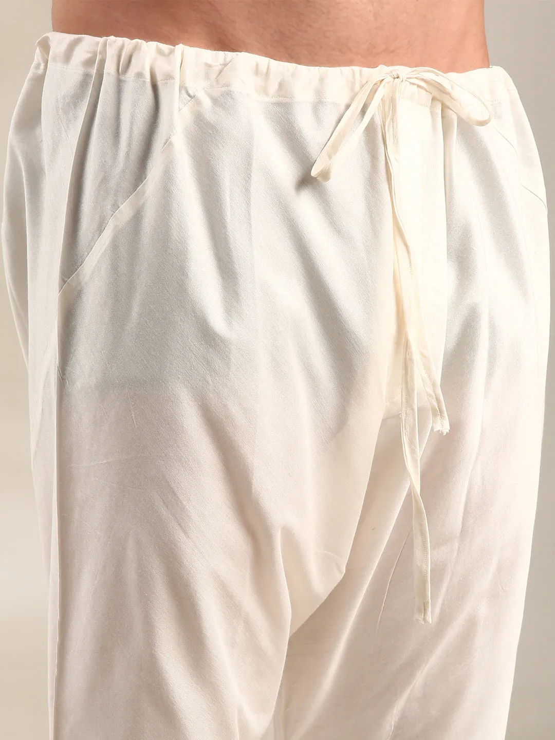 Ivory Silk  Jaquard Kurta Set