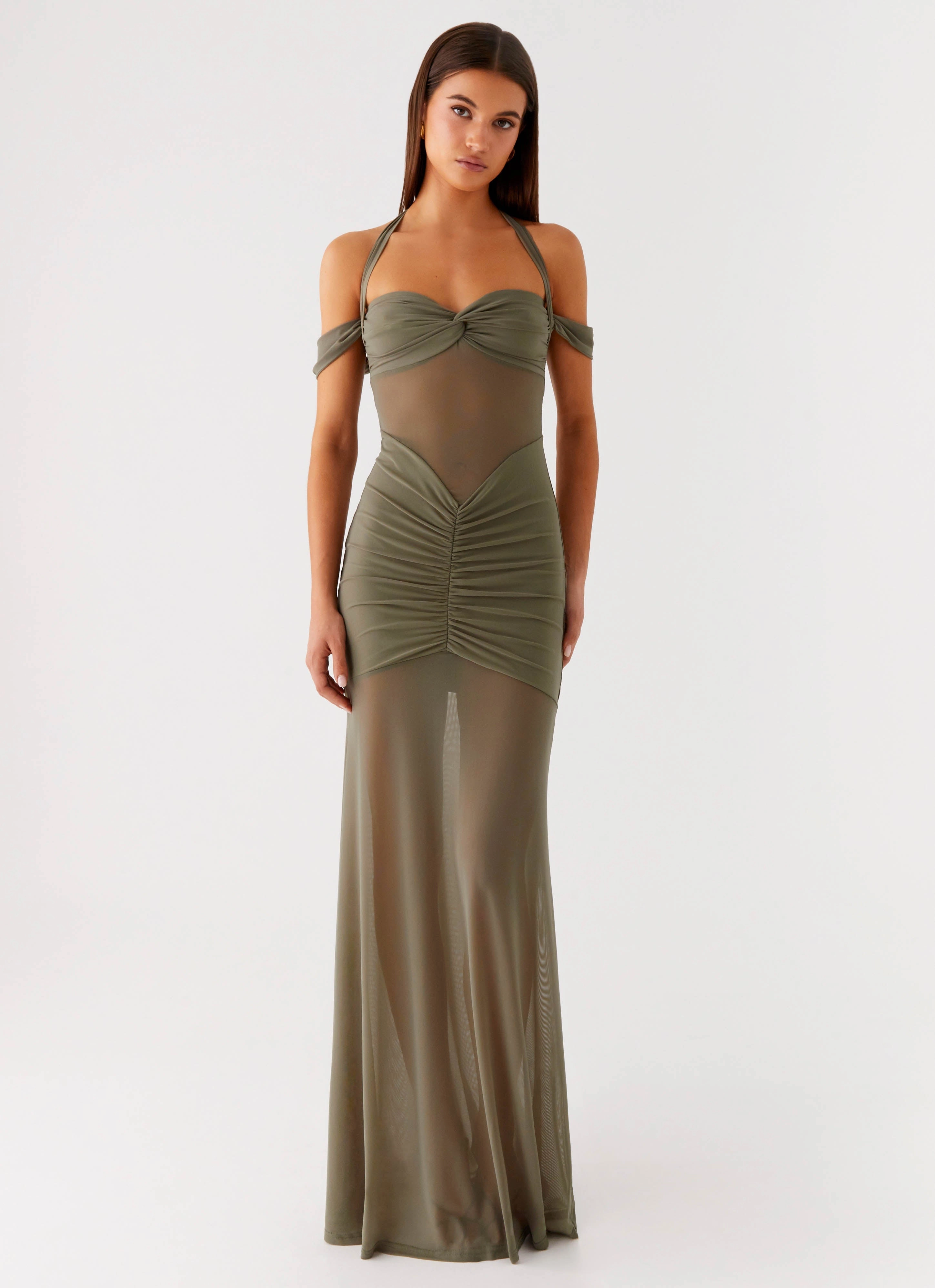 Embroidered Fabric Ivy Lane Maxi Dress - Olive