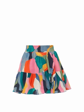 Foil Print Izzy Skirt In Carta Colorblock