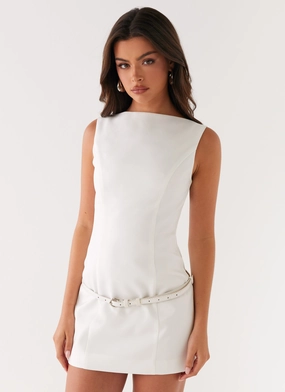 Jaci Mini Dress - White Mood Dressing Easy Vibe