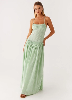 Effortless Pair Calm Movement Jacinda Drop Waist Maxi Dress - Sage