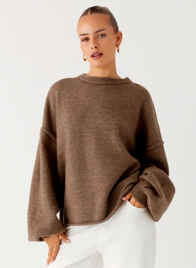 Jack Oversized Knit Sweater - Tan Marle Stain Resistant Temperature Adaptive