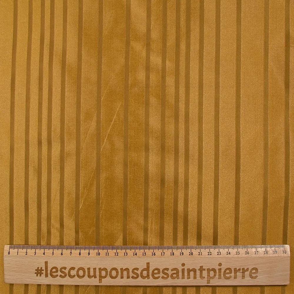 Jacquard de polyester satiné à rayures fond doré