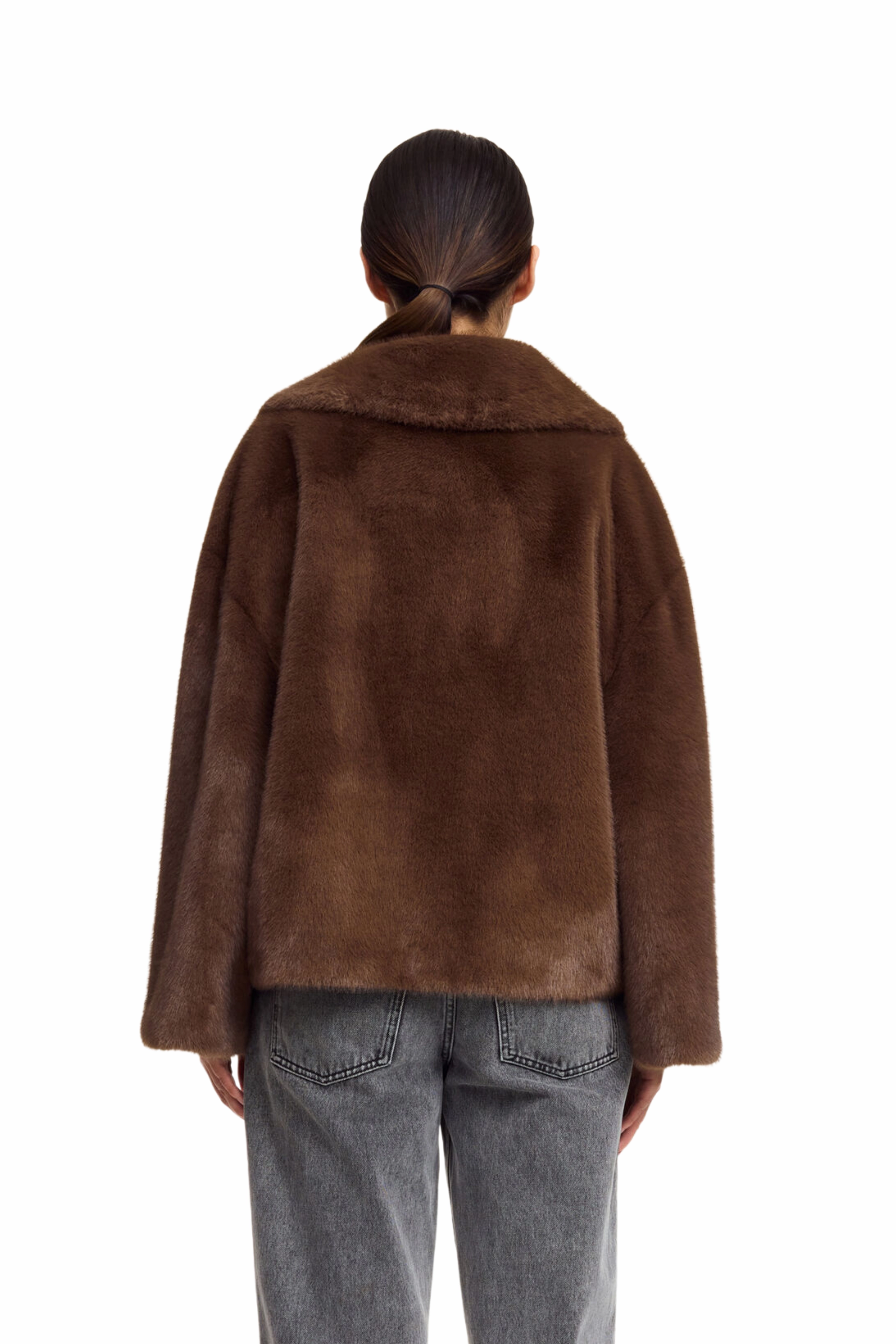 Jacquie Fake Fur Jacket Glove Friendly Cuff Design Heat Guard