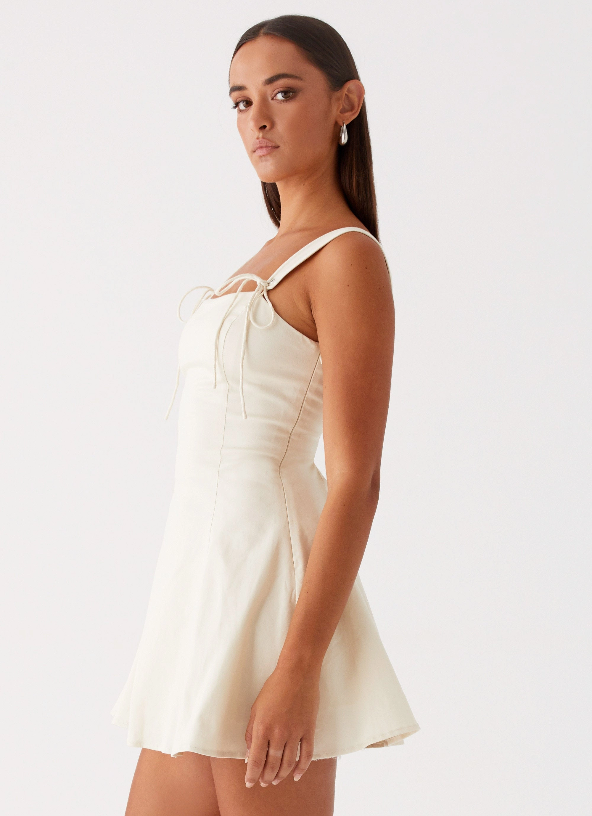 Lightweight Material Jamaya Tie Mini Dress - Ivory