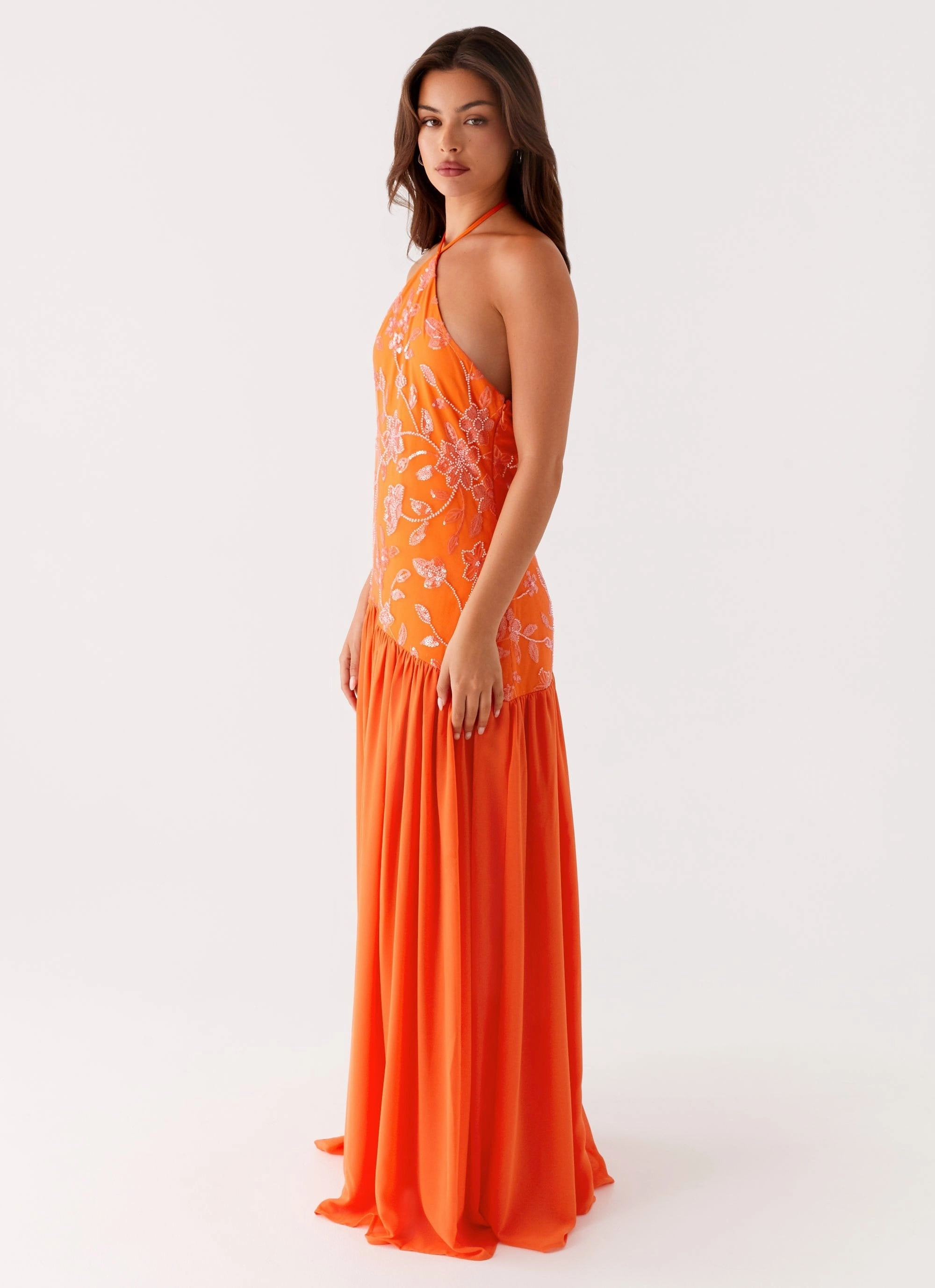 Janelle Beaded Maxi Dress - Orange TemperatureRegulatingFabric All Daywear