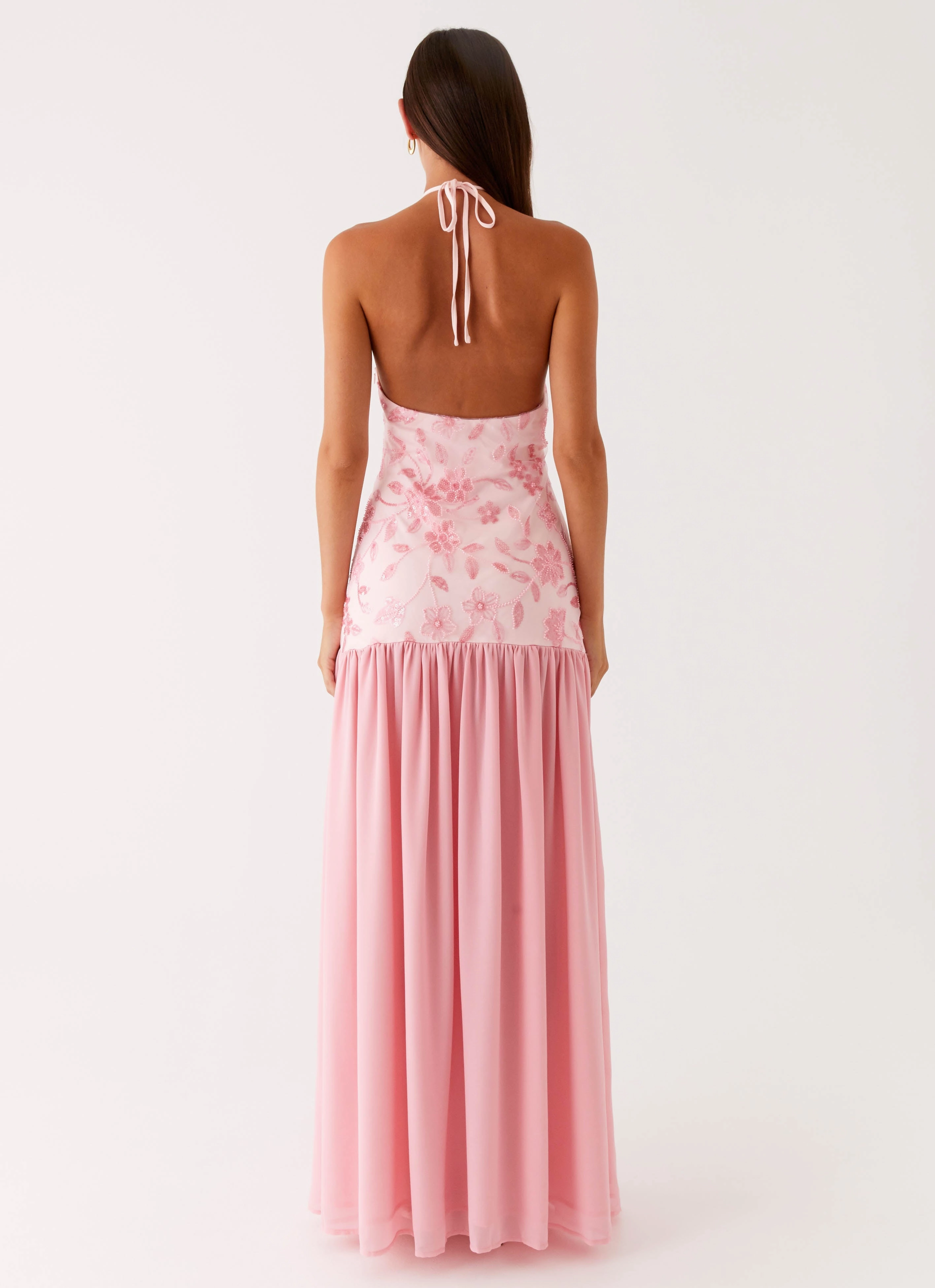 Lightweight Fabric Casual event dress Janelle Beaded Maxi Dress - Pink