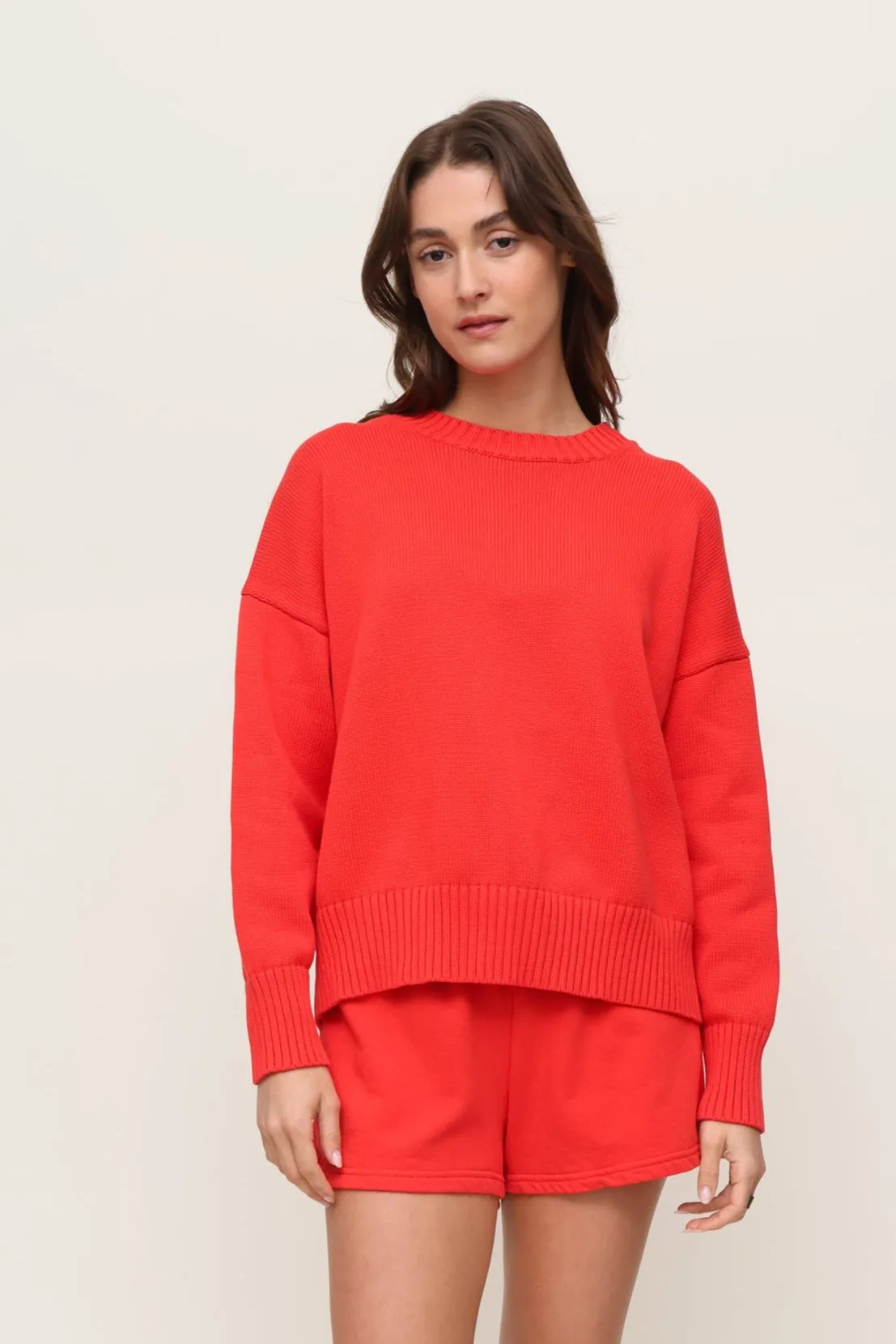 Janet Cotton Crew Sweater High Neckline