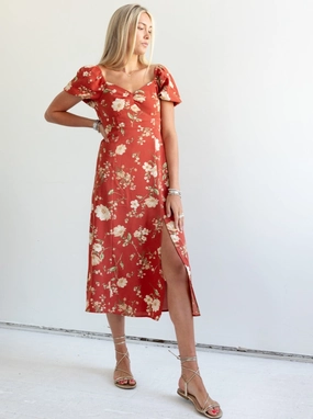Janie Floral Dress - Rust Cozy Energy Chill Wear
