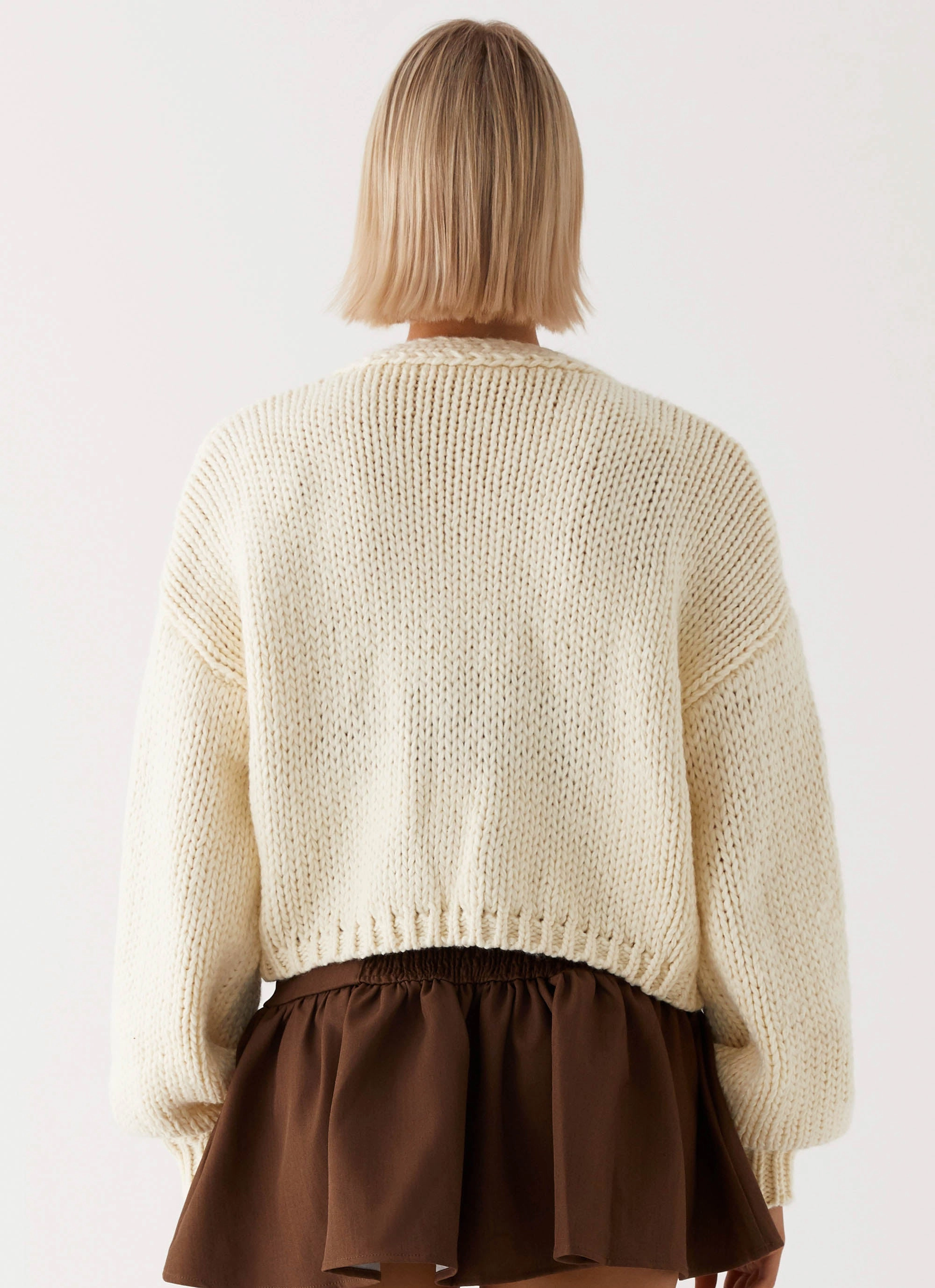Jasleen Knit Cardigan - Ivory Flexible Daily Fit Relaxed Daily Style