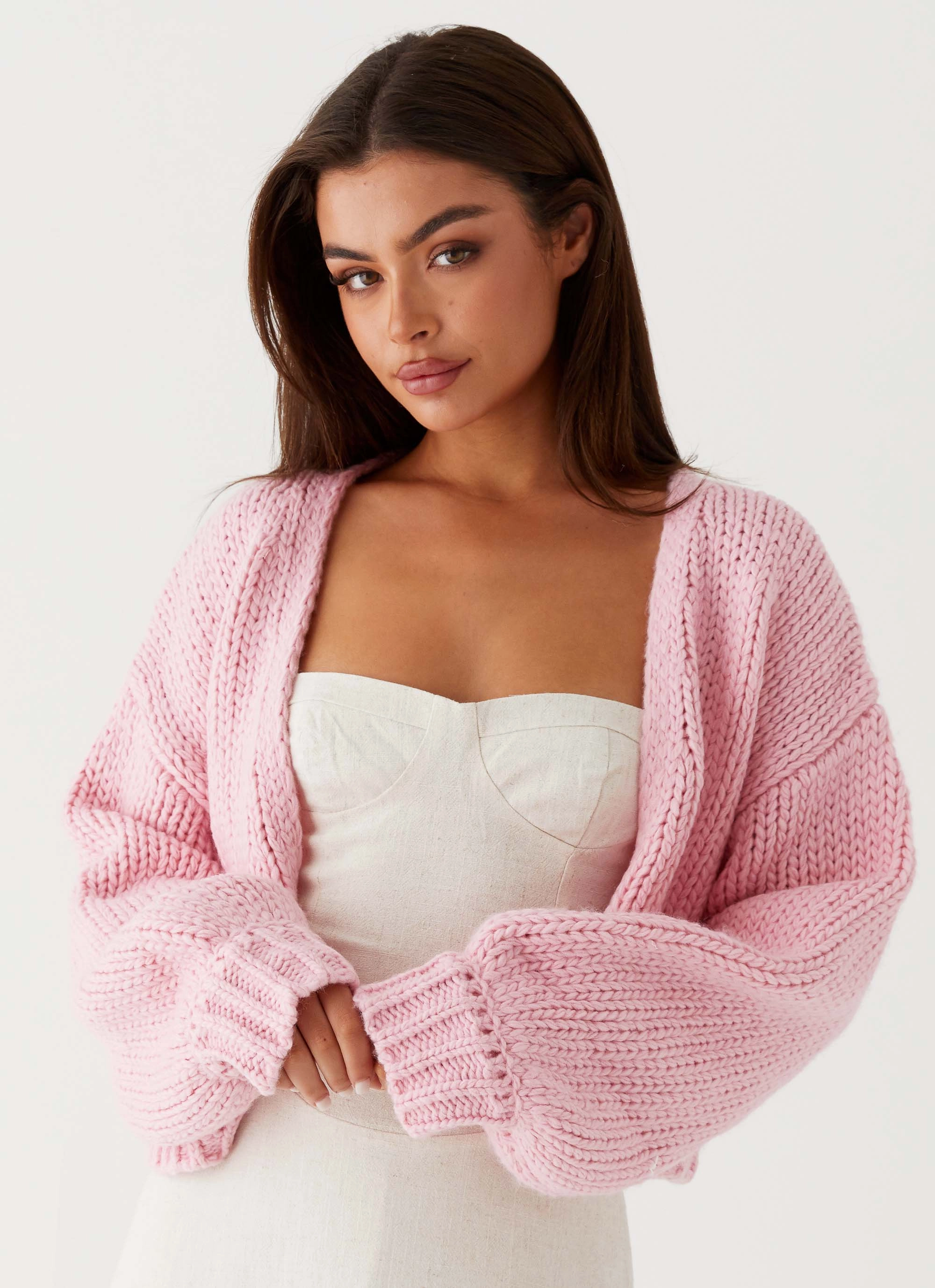 Jasleen Knit Cardigan - Pink Stain Resistant Easy Fit Piece