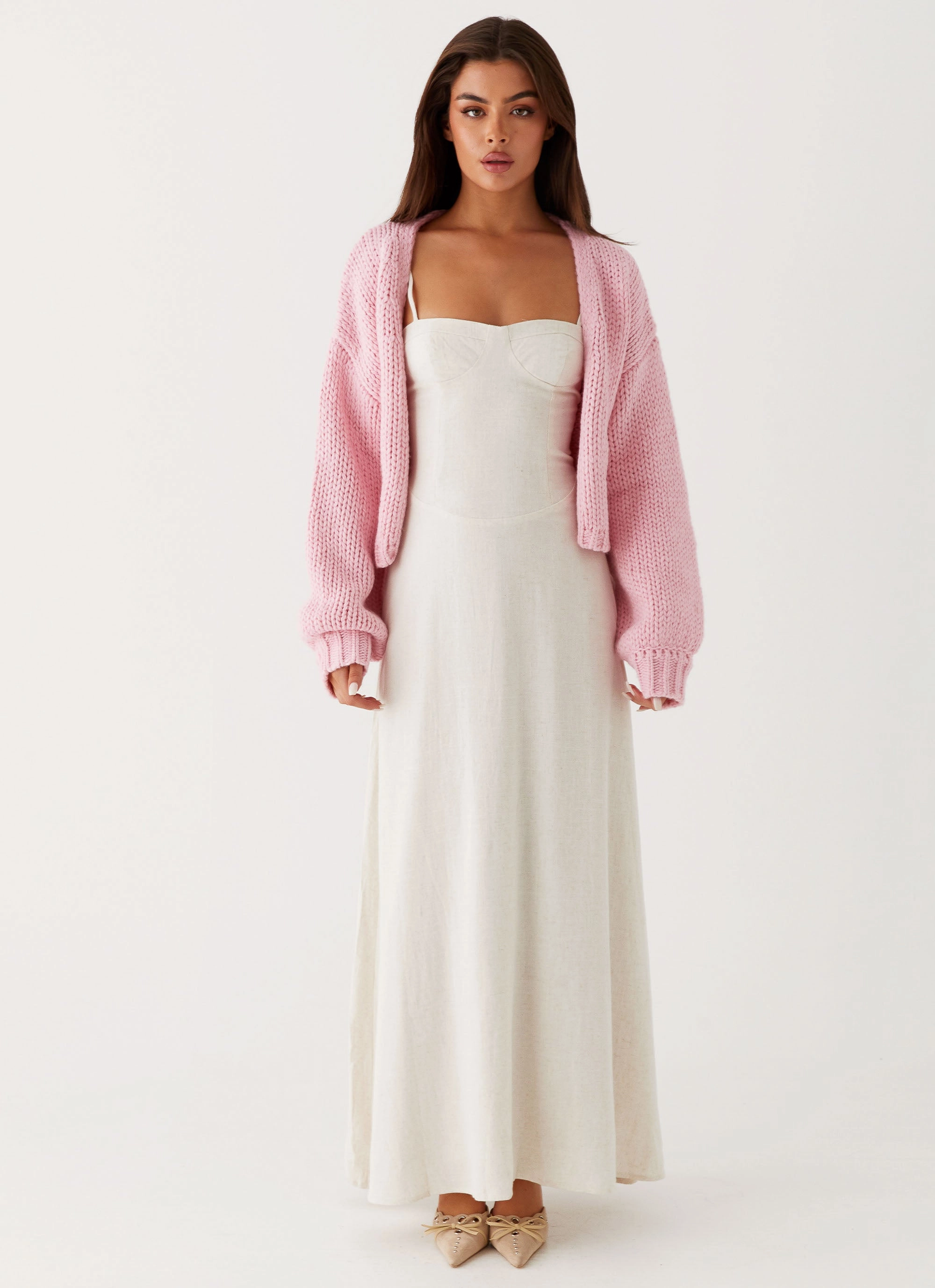 All Day Wear Subtle Layers Jasleen Knit Cardigan - Pink
