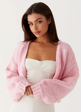 Jasleen Knit Cardigan - Pink Stain Resistant Easy Fit Piece