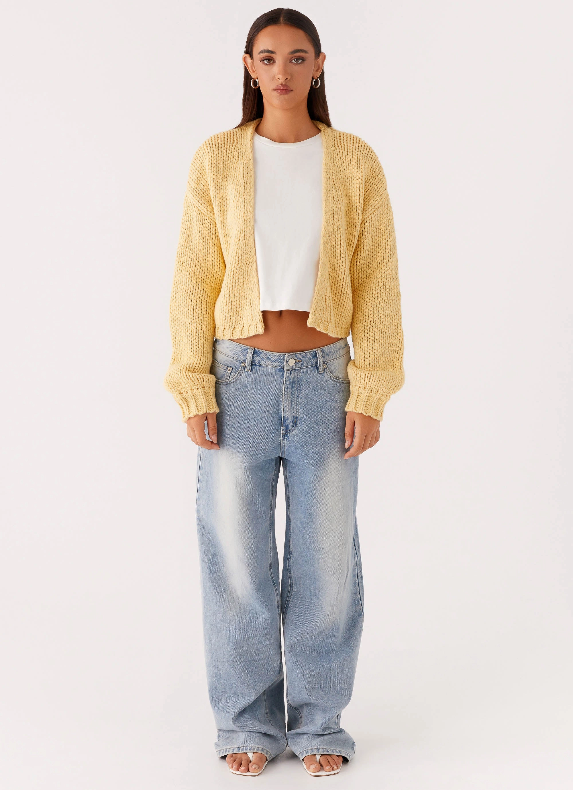 Jasleen Knit Cardigan - Yellow Warm Layer Option Two Tone Design