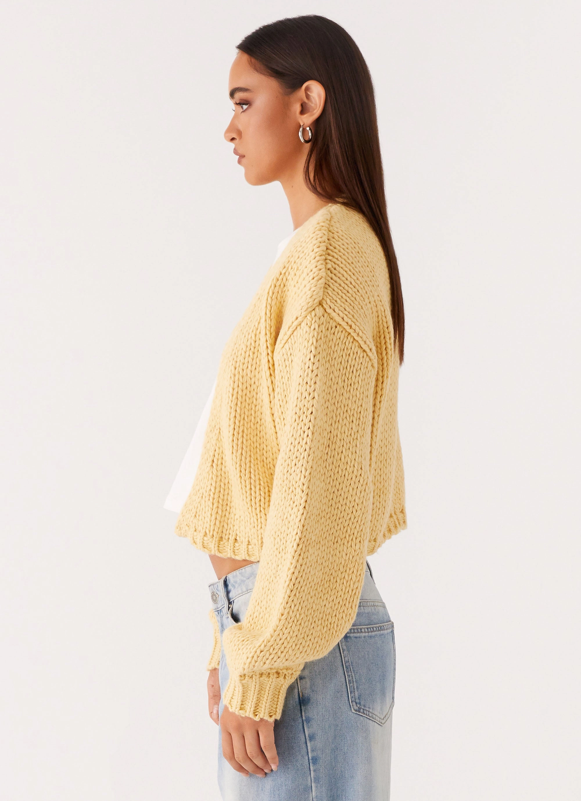 Jasleen Knit Cardigan - Yellow DoubleLayeredEdges