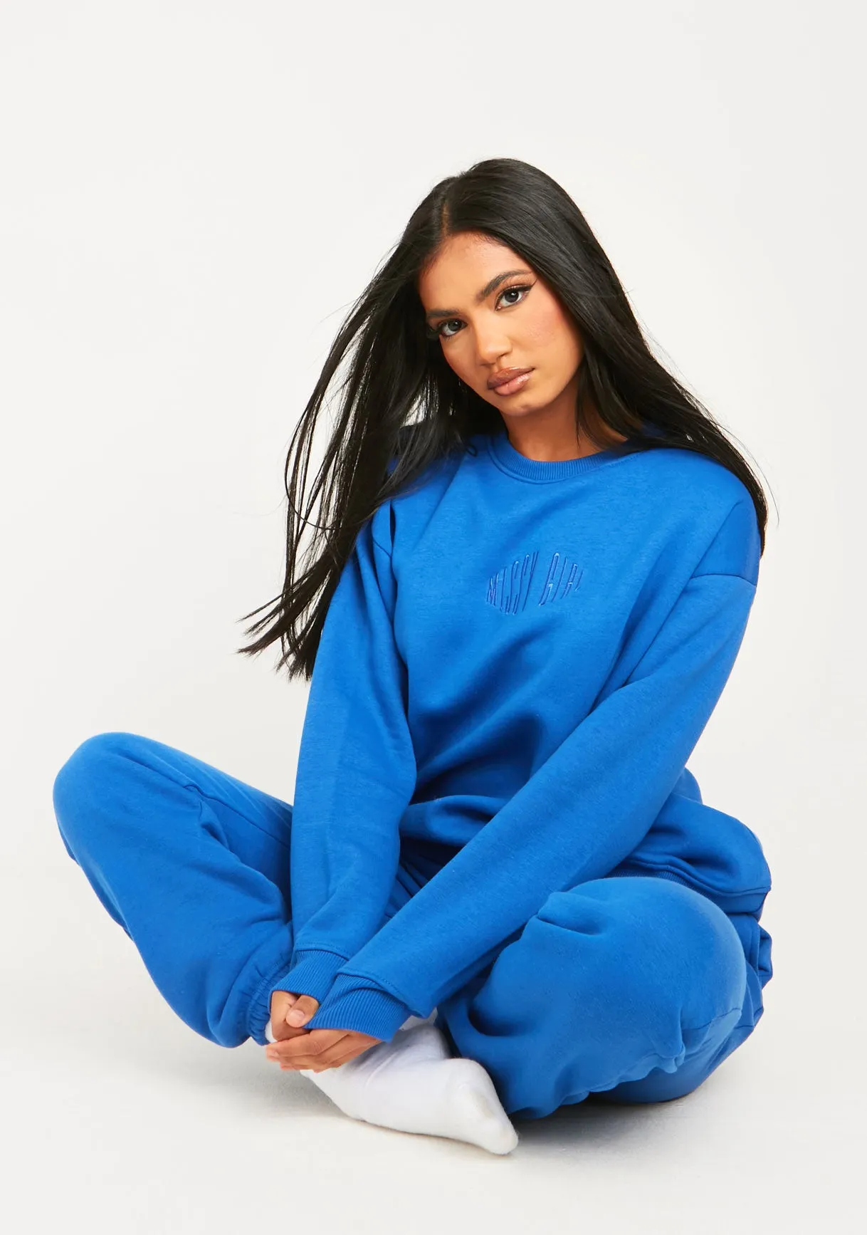 Jasmine Blue Missy Girl Embroidered Oversized Sweatshirt